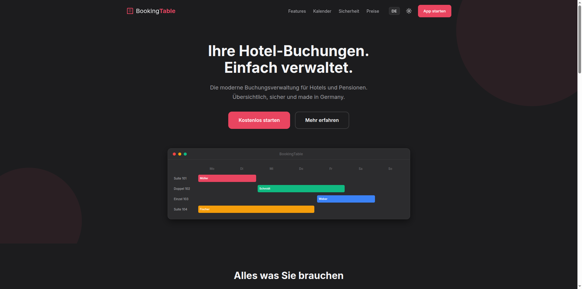 BookingTable – Dunkles Design